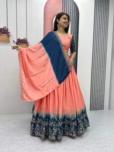 Luxurious And Premium Collection Chinon Lehenga With Embroidery Thread Work