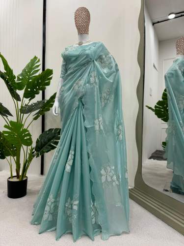 Luxurious Jimmy Choo Silk Saree with Sequence work