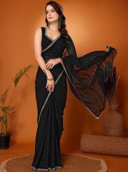 Mirror Border Lace Georgette Silk saree