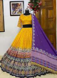 navratri special Butter Silk  Digital Print Lehenga Choli Dupatta  set