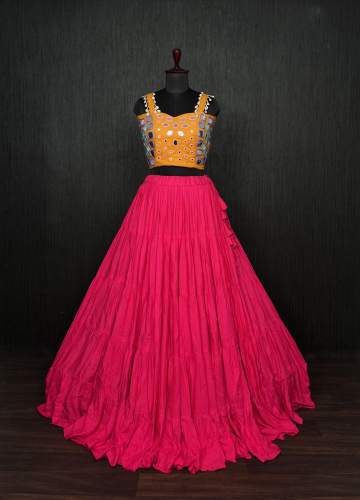 Navratri Style Rayon Lehenga Choli With Kodi Work Blouse