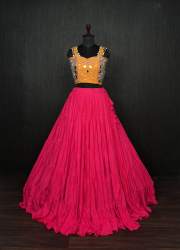 Navratri Style Rayon Lehenga Choli With Kodi Work Blouse