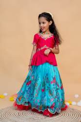 Navratri Wear Soft Chinon Embroidery work Kids Girl Lehenga Choli