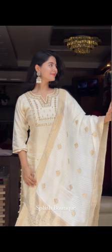 New Beutiful Heavy Chanderi Silk Stitchied Suit Set