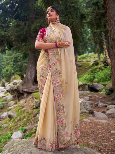 new Collection Embroidery Multi Treads Work Jimmy Choo saree