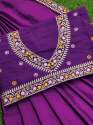 New collection Of Embroidery Satin Saree thumb 5