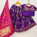 new launching banarasi silk kids lehenga thumb 4