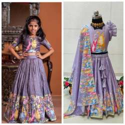 New Launching  Kalamkari Printed Stitched kids  Lehenga Choli