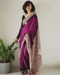 New Lunching Fancy Ajrakh Digital Print Muslin fabric Saree 