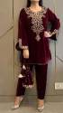 New Party Wear Velvet Heavy Embroidery Work Full Sleeves co ord set thumb 1