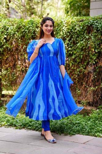 new patterns  Organza Zikzack kurti pant with dupatta set