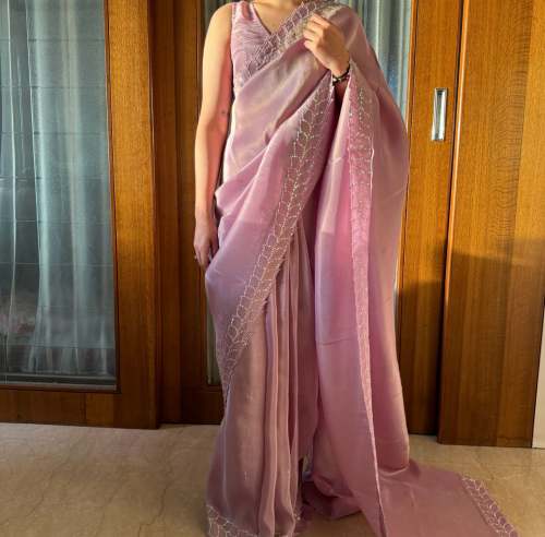 New rainbow sequins scattered silk saree saree