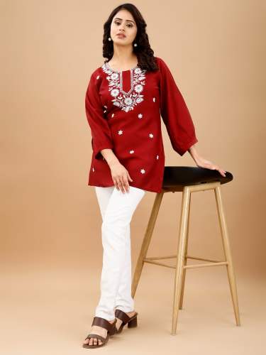 New Ready Made Rayon Embroidery Top 