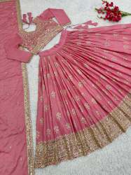 New Wedding Collection With Full  Chinon Silk Heavy Lehenga Choli 
