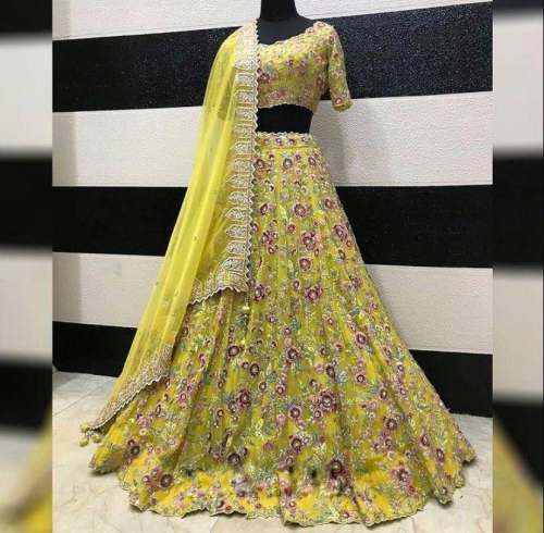 Newly Lanched Organza Silk Heavy Embroidered  Work Lehenga With Cancan & Canvas Patta
