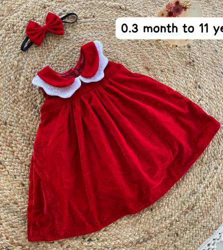 Newly Launch Baby Collar Frock Back Side Zip And Attached Designer Stitching