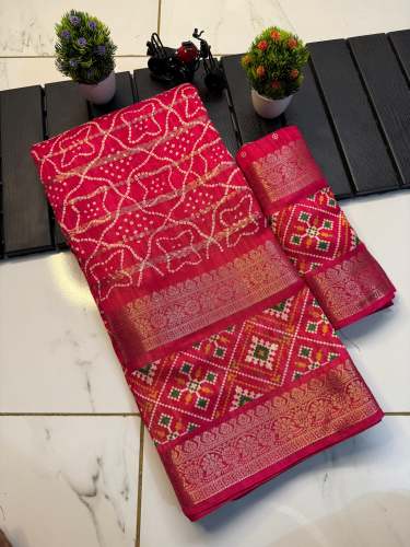 Original Bandhani Pattern Cotton Silk Saree