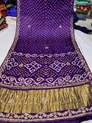 Original Gaji Silk Bandhani With Gota Pati Hand Work Saree 