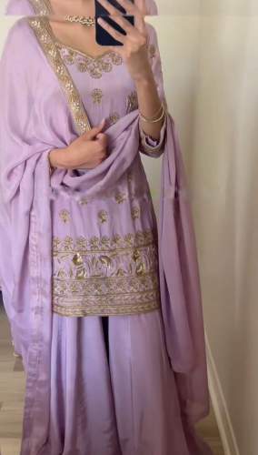 Party Wear Heavy Embroidery Work Georgette Sharara Suit