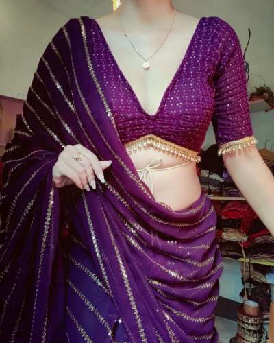 Party Wear Sequence work  Fancy Lace Georgette saree