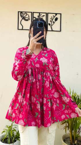 Dreamy drape elegance drift Peplum Printed Tops