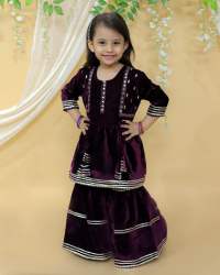 Premium And Trendy  Collection velvet Sharara Sets With Beatiful Mirror And Zari Lace Work