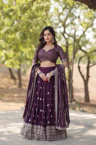 Premium Designer Lehenga With Sequins And Thread Embroidered Work