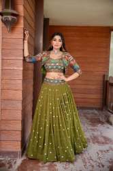 Premium Faux Georgette Lehenga With Sequence Embroidered Work
