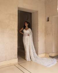 Premium Multy & 5 MM Sequins Embroidery work Net Saree