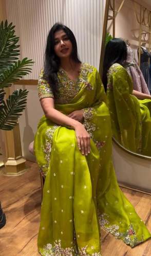  Premium Soft Zimmy Chu Silk saree Embroidery Sequance 