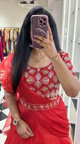 Presenting Beautiful And Hassle Free Drape Lehenga With Tabby Organza Fabric