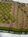 Presenting here a perfect Ajrakh printed saree  thumb 9