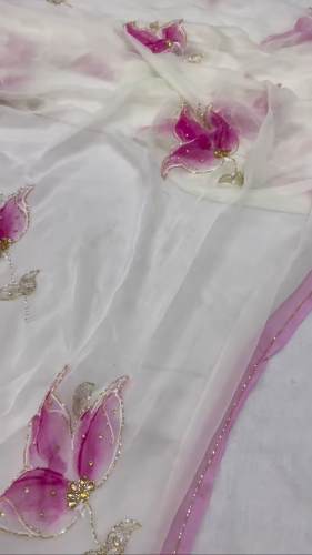 Pure Georgette﻿ Fabric Hand Work Saree