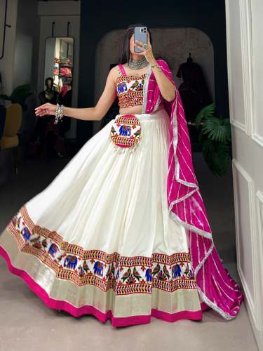 Pure Rayon Gamthi Work Lehenga Choli