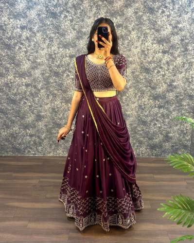 Pure Zari Work Silk Lehenga Choli With Georgette Dupatta