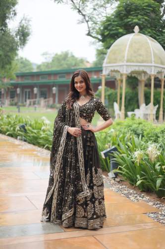Rangoli Silk With Heavy Sequins Designer Lehenga With Thread Embroidered Work
