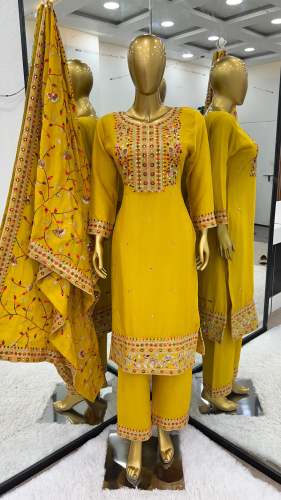 Ready-made Pure Chinon Silk Embroidered Suits 