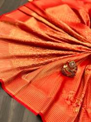 RINKAL lounch attractive gold jari Softy Silk banarasi jequard saree