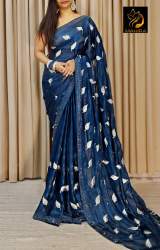 rk lunch chiffon Georgette sarees with plain blouse