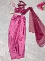 Rosette Japan satin silk Ready to wear western saree thumb 2