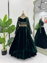 Royal Look Trendy Velvet Lehenga Choli With Sequence Work