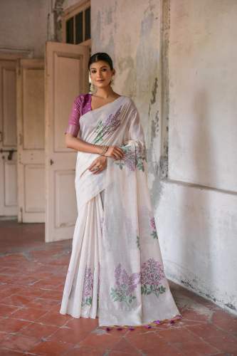 Rutrang Classic floral weaving muga Cotton saree