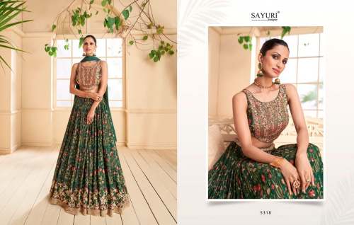 Rangoli Green Full Stitched Designer Georgette Work Lehenga