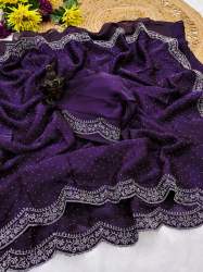 Shaded Fandy Satin Fabric  Diamond Work Saree