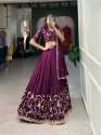 Simple But Stunning Wine-colored Vichitra Silk Lehenga Choli thumb 2