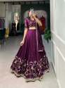 Simple But Stunning Wine-colored Vichitra Silk Lehenga Choli thumb 3