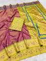 Soft And pure zari weaving Rich pallu with zari weaving  banarasi silk saree thumb 5