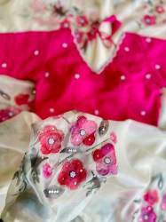 Soft organza Handcrafted work saree