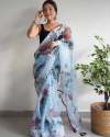 standard digital floral prints organza saree thumb 1