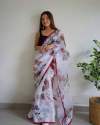 standard digital floral prints organza saree thumb 3